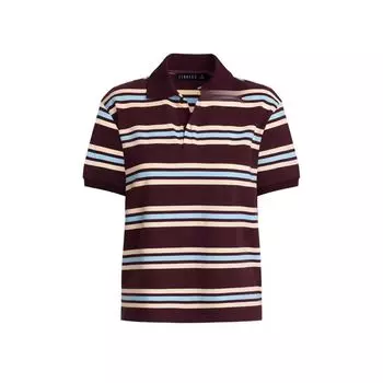 25 Spring and Summer New Miu Series Wear Contrast Color Stripe Polo Neckline Short sleeve T-shirt American vintage Top Women Picture Color S