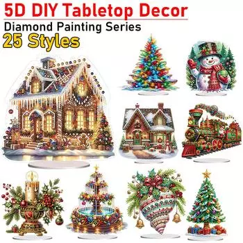 25 Styles Special Shape Christmas Boat and Lighthouse Desktop Diamond Art Kits Rhinestones Desktop Ornaments for Home Decor