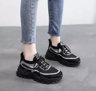 25 years of new trendy women s shoes, real fly-woven socks, shoes versatile and breathable sports and leisure single shoes ins Internet celebrity wome 36 бежевый