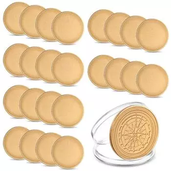 25 заготовок для монет из латуни для гравировки - диаметр 1,57 дюйма - отдельные акриловые коробки для защиты золотой