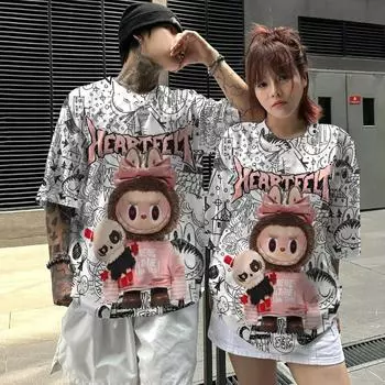 25BU Jie La Bu Bu Loose T-shirt for Men and Women Short Sleeved Couple Outfit Popular S