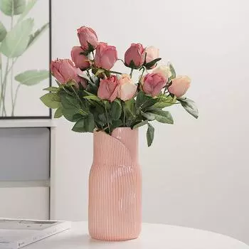25cm Ceramic Pink Vase Nordic Modern Creative Living Room Table Interior Dry Flower Arrangement Decoration Pampas Grass розовый