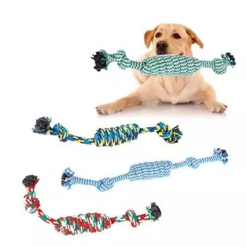 25cm Puppy Chew Cotton Rope Ball Random Color Dog Braided Bone Rope Toy Tooth Cleaning random color