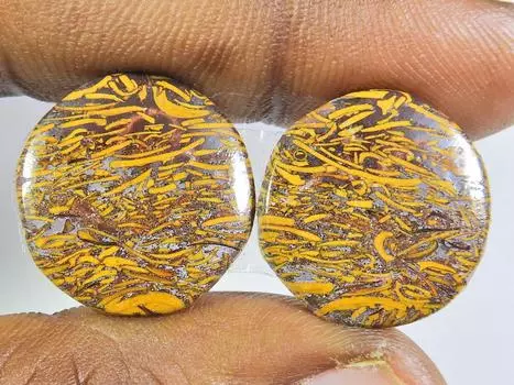 25Cts.Natural Mariam jasper Matched pair Round Cabochon Gemstone 19X19X03MM SK-135