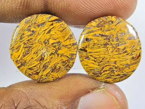 25Cts.Natural Mariam jasper Matched pair Round Cabochon Gemstone 18X18X03MM SK-136