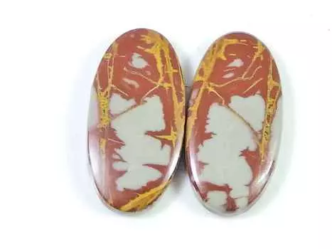 25Cts. Натуральная Норина Джаспер (13мм х 26мм каждый) Пара овальных кабошонов SK-2736