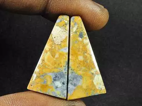 25Cts. Натуральная яшма Малигано (13мм х 27мм каждый) Пара необычных кабошонов SK-2802