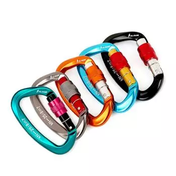 25KN Профессиональный карабин для скалолазания, винтовой карабин для ворот, сверхмощный D-образный карабин для скалолазания серый