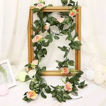 25m Artificial Rose Leaf Garland Silk Flower Vine Ivy Wedding Garden Home Decor