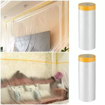 25M предварительно проклеенная защитная пленка, полиэтиленовая пленка высокой плотности, пластиковая защитная пленка с малолипкой малярной лентой для защиты покраски