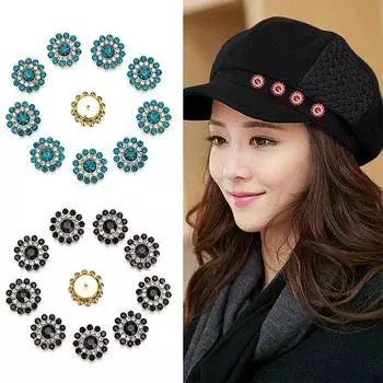 25 шт. 14 мм в форме цветка сверкающие стеклянные каменные отделочные стальные пуговицы с плоской задней частью швейные принадлежности для одежды as the picture