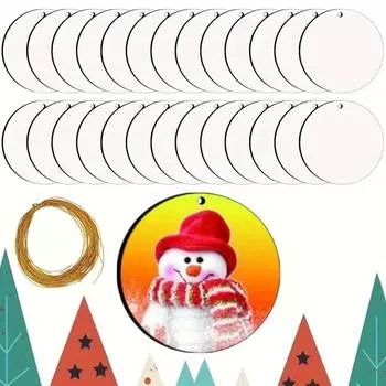 25Pcs Acrylic Ornaments Sublimation Circle Blanks Double Sided Heat Transfer Hanging Pendant Festival Tree Decorations белый