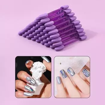 25Pcs Double head eye shadow stick latex sponge eye shadow brush nail powder halo dye brush disposable makeup tool фиолетовый