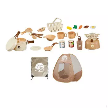 25Pcs Kids Camping Cooking Set Pretend Campfire Playset Adventure Activity Toy BBQ