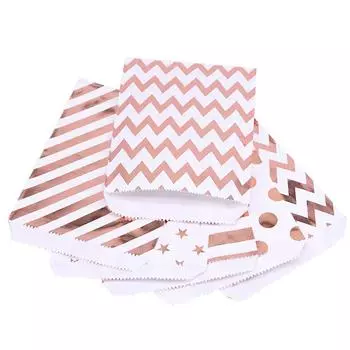 25Pcs Paper Bags Candy Gift Bag Food Packaging Christmas Wedding Favor Baby Shower Rose Gold Birthday Party Decoration Treat Bag 25pcs