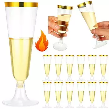 25 шт. Пластиковые фужеры для шампанского, прозрачные бокалы для вина, 150 мл, одноразовые бокалы для тостов на свадьбу, коктейльные стаканы