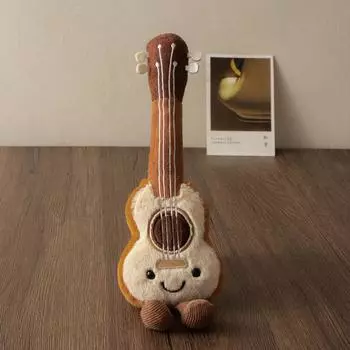 25см Прекрасная Улыбающаяся Плюшевая Игрушка Гитара Британский Стиль Мультяшные Плюшевые Игрушки Гитара Мягкая Кукла Подарки на День Рождения Девочке 25cm коричневый