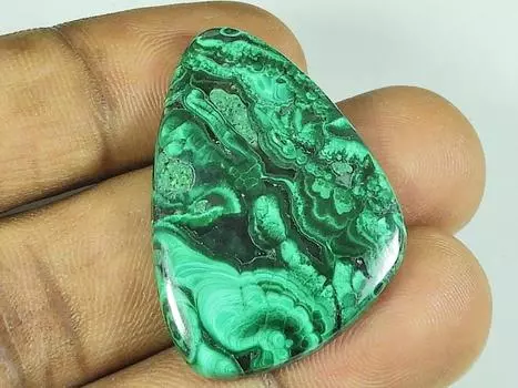 25X37X04MM Natural Malachite Fancy Shape Cabochon Loose Gemstone 39Cts. SK-4594