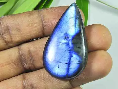 25X45MM Синий Лабрадорит Грушевидной Формы Кабошон Россыпью Натуральный Драгоценный Камень 64Cts. СК-3910