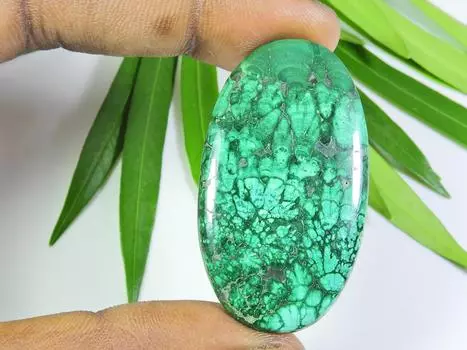 25X45X05 MM Natural Malachite Crystal Oval Cabochon Loose Gemstone 70 Cts. SK-637