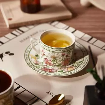 260 мл французские винтажные чайные чашки и блюдца, наборы, легкая роскошная керамическая кружка с цветочным узором, чашка для эспрессо, домашний офис, подсолнух, набор кофейных кружек 260ML