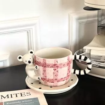 260 мл керамические кружки с изображением коалы, расписанные вручную, набор кофейных чашек, трехмерная японская милая чашка, детская чашка для послеобеденного чая 260ml