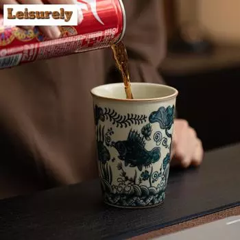 260 мл Ru Kiln Fish Algae Patterned Cola Cup Personal Master Cup Coffee Cup Zapiere Tea Water Cup House Kung Fu Set Drinkware
