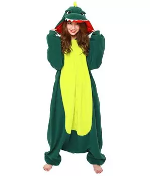 2635 Кигуруми взрослое флисовое животное [Кайдзю/Зеленый]