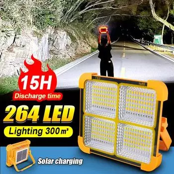 264 светодиодных солнечных фонарика перезаряжаемая солнечная лампа с плавной регулировкой яркости многофункциональный солнечный фонарик водонепроницаемый ручной фонарь для кемпинга 264 LED