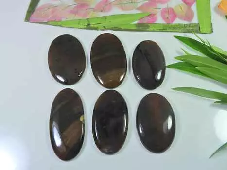 264Cts. Natural Honey Dendrite Oval Cabochon Loose Gemstone 6Pcs Lot 38-45MM RQ-2149