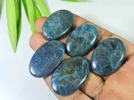 268Cts. Натуральный голубой апатит овальный кабошон драгоценный камень россыпью 5 шт. лот 34-37 мм RQ-2317