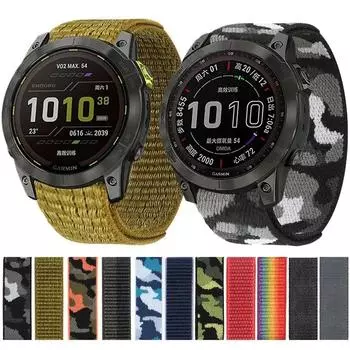 26 20 22 мм нейлоновый ремешок для часов Garmin Fenix 7X 6X Pro 7 7S 6 6S 5X 5 5S Plus/Venu 2 Plus с быстросохнущим ремешком на липучке 22mm чёрный