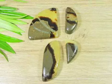 26-41MM Natural Yellow Septarian Mix Cabochon Loose Gemstone 4Pcs Lot 182Cts RQ-2211