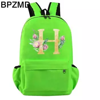 26 английских букв, косплей, холст, флуоресцентный зеленый рюкзак, детский школьный рюкзак, дорожная сумка, сумка для книг в школу для детей