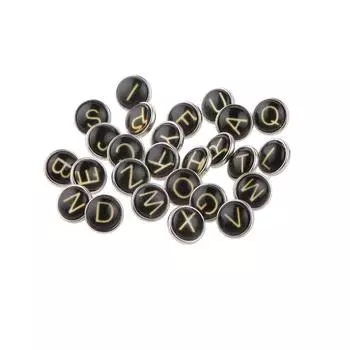 26 букв 3D черная дрель застегивает кнопку-подвеску, подходящую для браслетов DIY ювелирных изделий