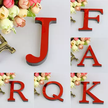 26 букв DIY 3D зеркало акриловые наклейки на стены наклейки домашнего декора стены искусства росписи красный