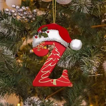 26 букв, елочные украшения, рождественские буквы алфавита с подвеской в виде шапки Санты, акриловое крепление