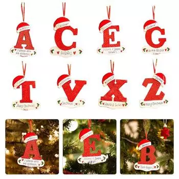 26 букв Красная шляпа Счастливого Рождества Кулон Diy Drop Украшение Рождественская елка Украшение Рождество Новый год Торговый центр Домашний декор Аксессуары