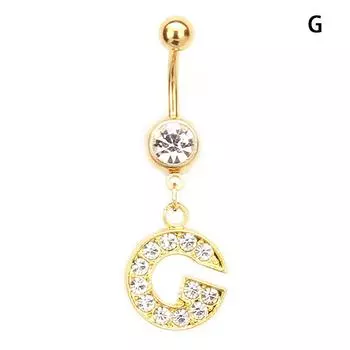 26 букв от A до Z стиль очаровательный пирсинг ювелирные изделия инкрустированное кольцо для пупка гвоздь из нержавеющей стали