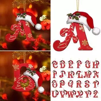 26 букв Рождественское украшение на елку Подвеска Праздничное украшение Шляпа Подарочное Рождественское украшение Ho E6M1 26pcs-1set