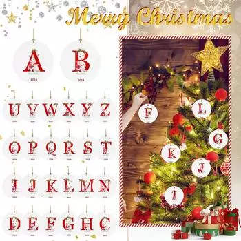 26 букв Санта Рождественская подвеска Акриловая подвеска для автомобиля Украшение на рождественскую елку One Size