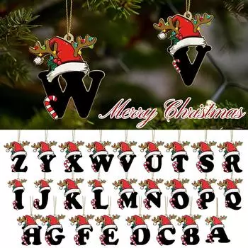 26 букв, украшение на рождественскую елку, рождественская подвеска, сделай сам, подвеска в виде алфавита, атмосферное украшение, буквы на рождественскую елку, 1 шт. One Size