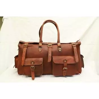 26-дюймовая мужская дорожная дорожная сумка из натуральной кожи из козлиной кожи, настоящая безопасная сумка коричневого цвета, новая, винтажная 26 x 9 x 9 in коричневый