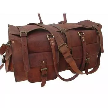 26-дюймовый винтажный кожаный портфель через плечо, спортивная спортивная сумка 26 x 9 x 10 in коричневый