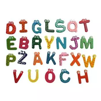 26 Letters Wooden Cartoon Fridge Magnet kid Baby Educational Toy
