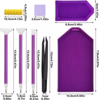 26 шт. 5D алмазная живопись точечные сверла ручки пинцеты пластины клеевой лоток коврик наборы инструментов для DIY алмазные инструменты для вышивки аксессуары фиолетовый