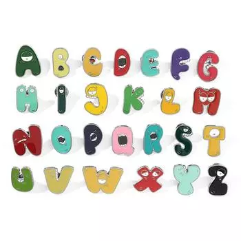 26 шт., эмалированные булавки с алфавитом, мультяшная буквенная легенда, брошь, металлические булавки для лацканов, шляпа, школьная сумка, значки, ювелирный аксессуар, подарок