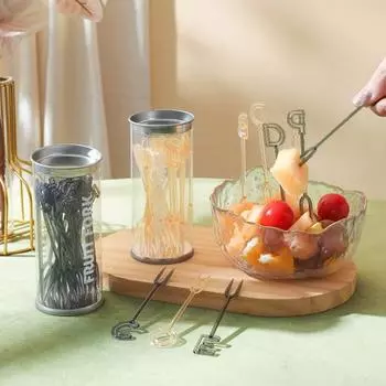 26 шт., фруктовые зубочистки, мини-милые пищевые пластиковые мультяшные английские буквы, дегустационные вилки для десерта, кухня синий