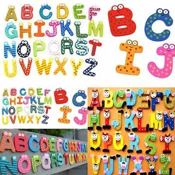 26 шт./компл. деревянный магнитный холодильник животное алфавит письмо образовательная детская игрушка в подарок 26pcs