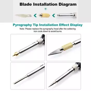 26 шт. Набор наконечников для выжигания по дереву, аксессуары для инструмента для выжигания по дереву, ручка для выжигания по дереву, тиснение, резьба по дереву, поделки своими руками серебряный